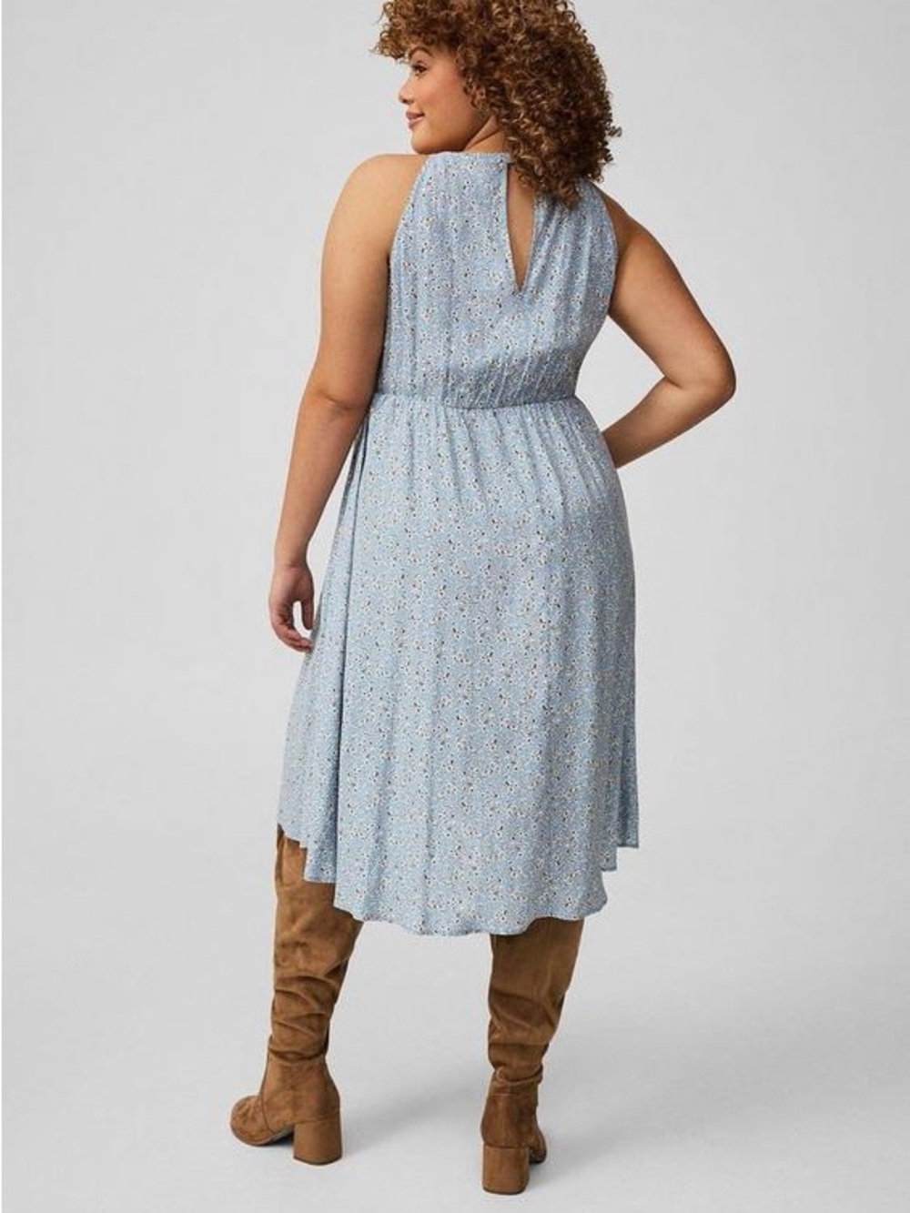 Torrid- Floral Halter Dress with Pocket - Picture 3 of 7